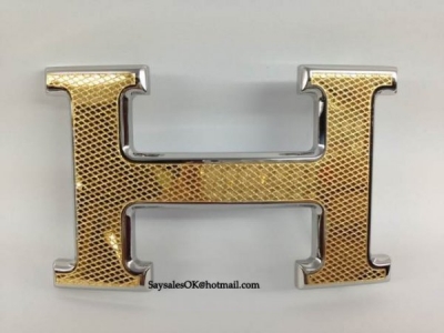 Hermes Rhombus Stripe Buckle Gold-Sliver