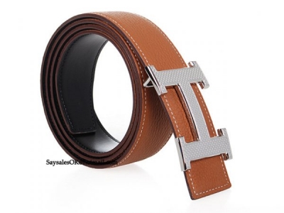 Hermes 2014 Classic Stripe Leather Reversible Belt Rhombus Strip