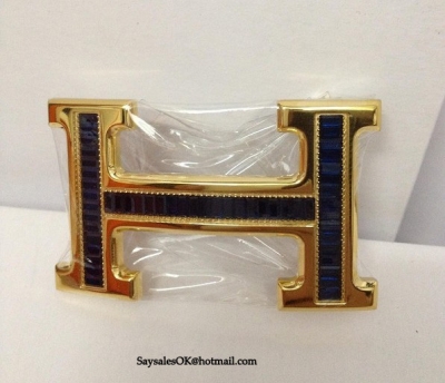 Hermes 18k Buckle With Crystal Dark Blue