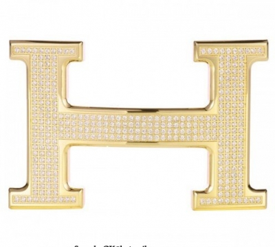 Hermes 18k Gold Plated H Buckle with Full Diamonds