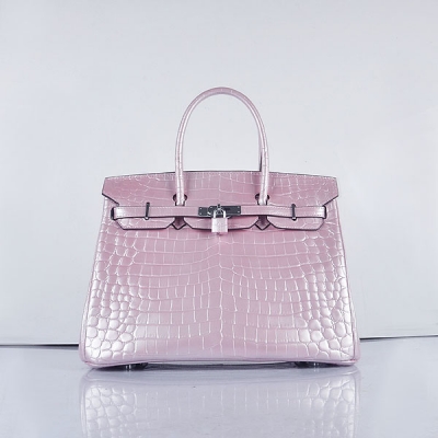 Hermes Birkin 35Cm Crocodile 6089 Head Stripe Bags Pearly Pink S