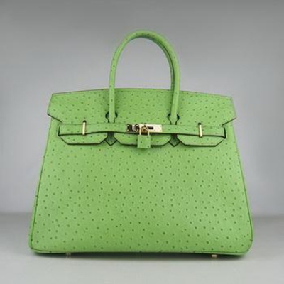 Hermes Birkin 35CM Ostrich Stripe Light Green Gold