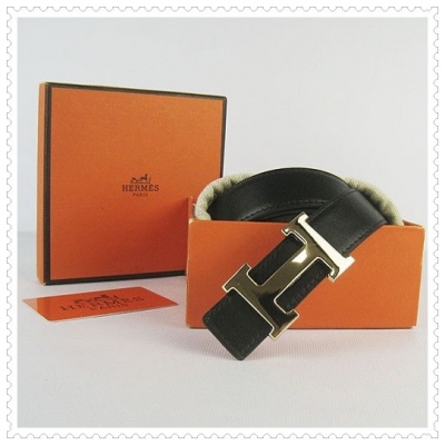 Hermes Classic Stripe Leather Reversible Belt Black/Grey Classic