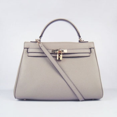 Hermes Kelly 32Cm Togo Leather Handbag Grey Gold