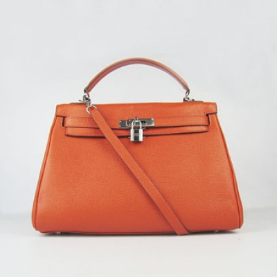 Hermes Kelly 32Cm Togo Leather Orange Silver