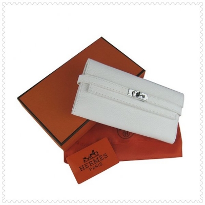 Hermes Kelly Wallet White