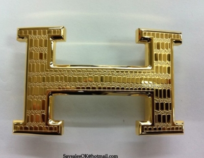 Hermes Lizards Stripe Buckle Gold