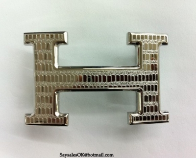 Hermes Lizards Stripe Buckle Silver